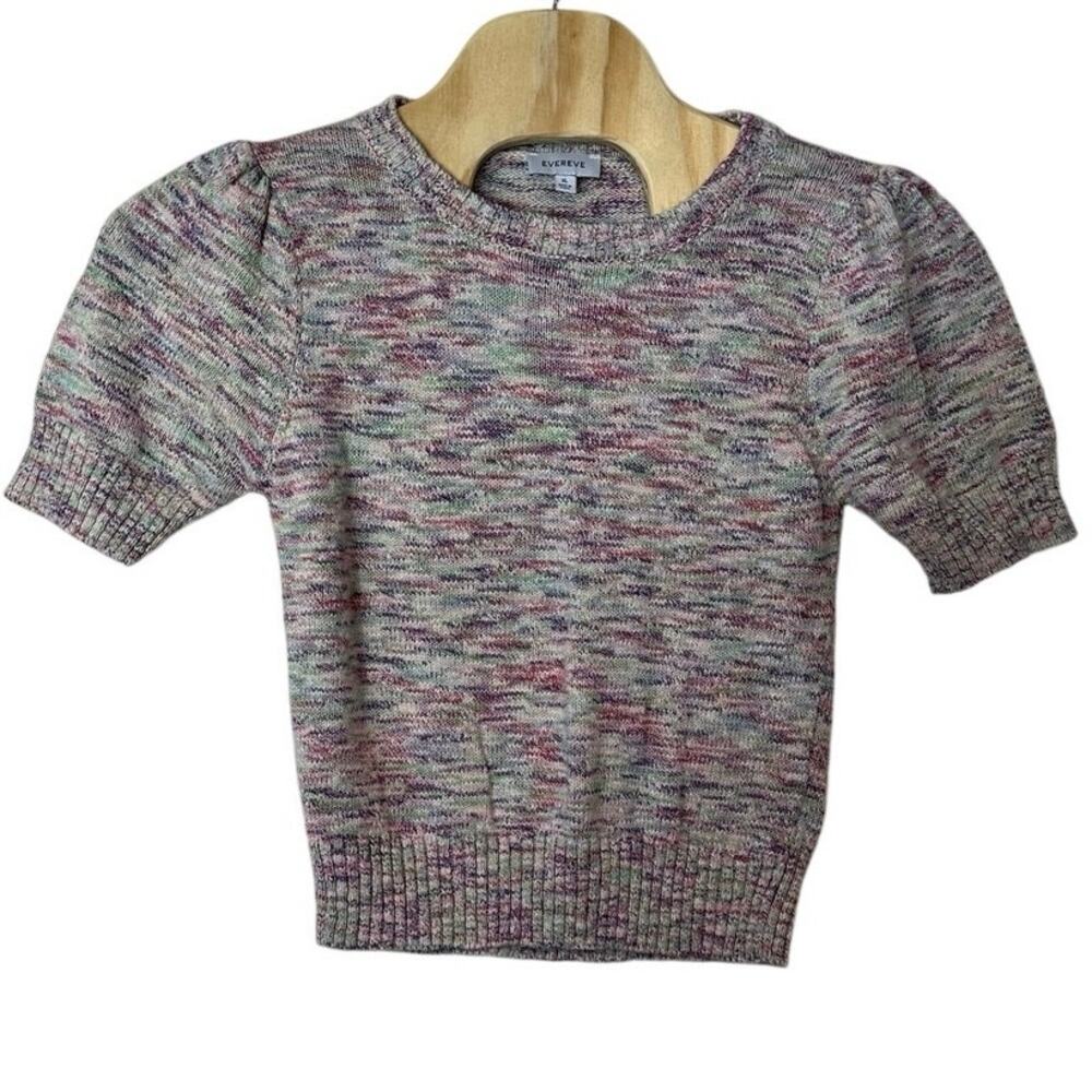 Evereve Multicolored Knit‎ Short Sleeve Top Size XL Pullover Feminine Confetti